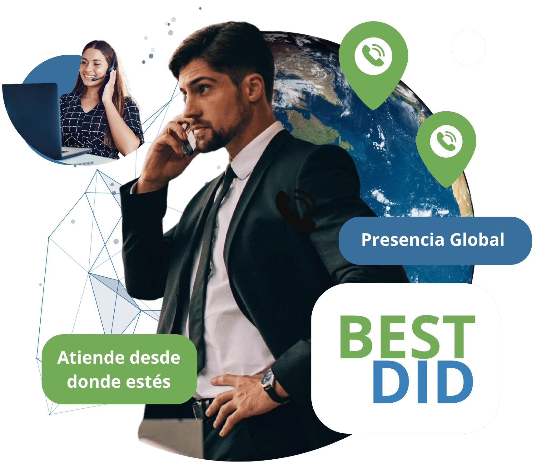 Mujer usando el servicio bestdid bestvoiper