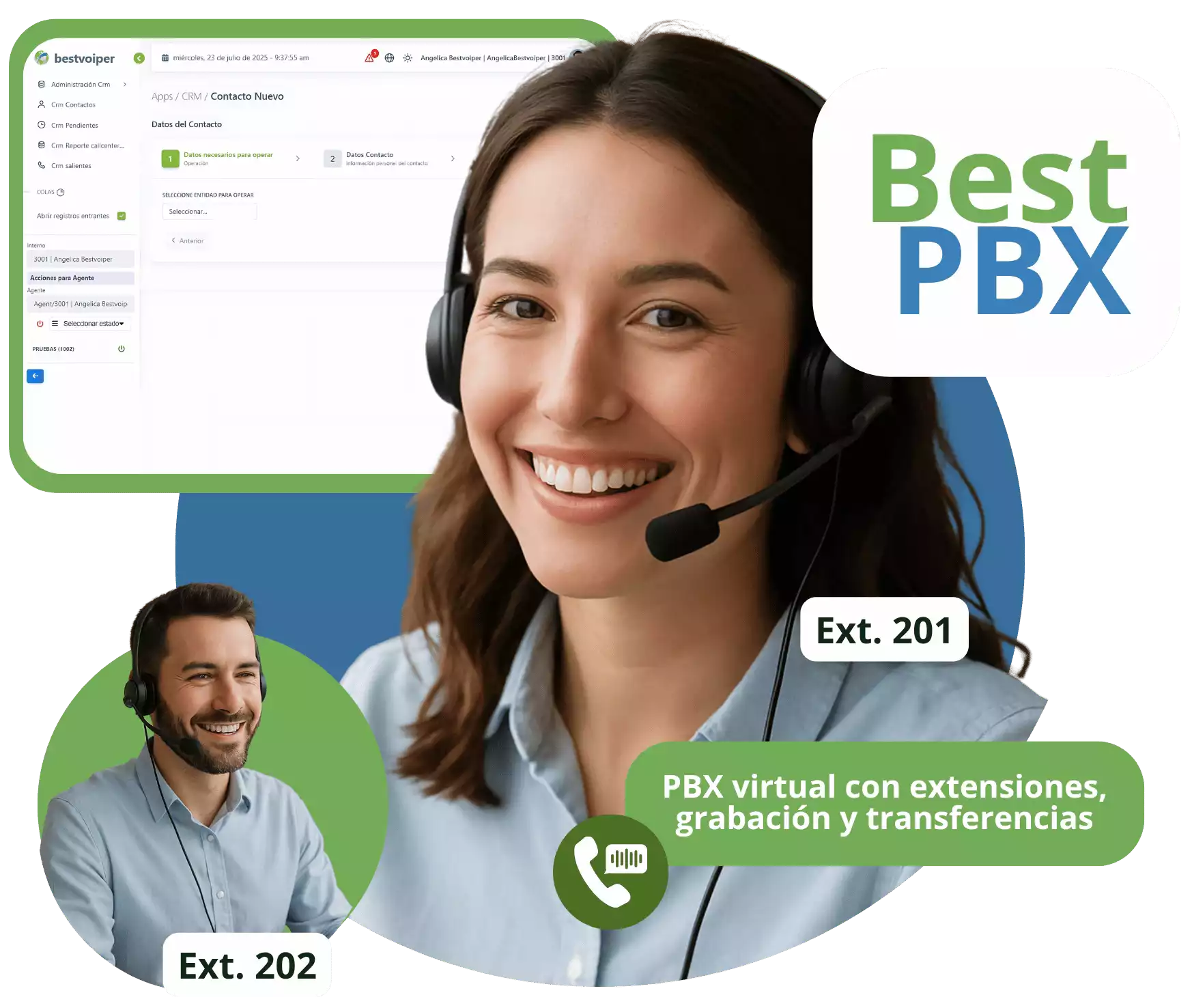 Equipo de trabajo usando BestPbx