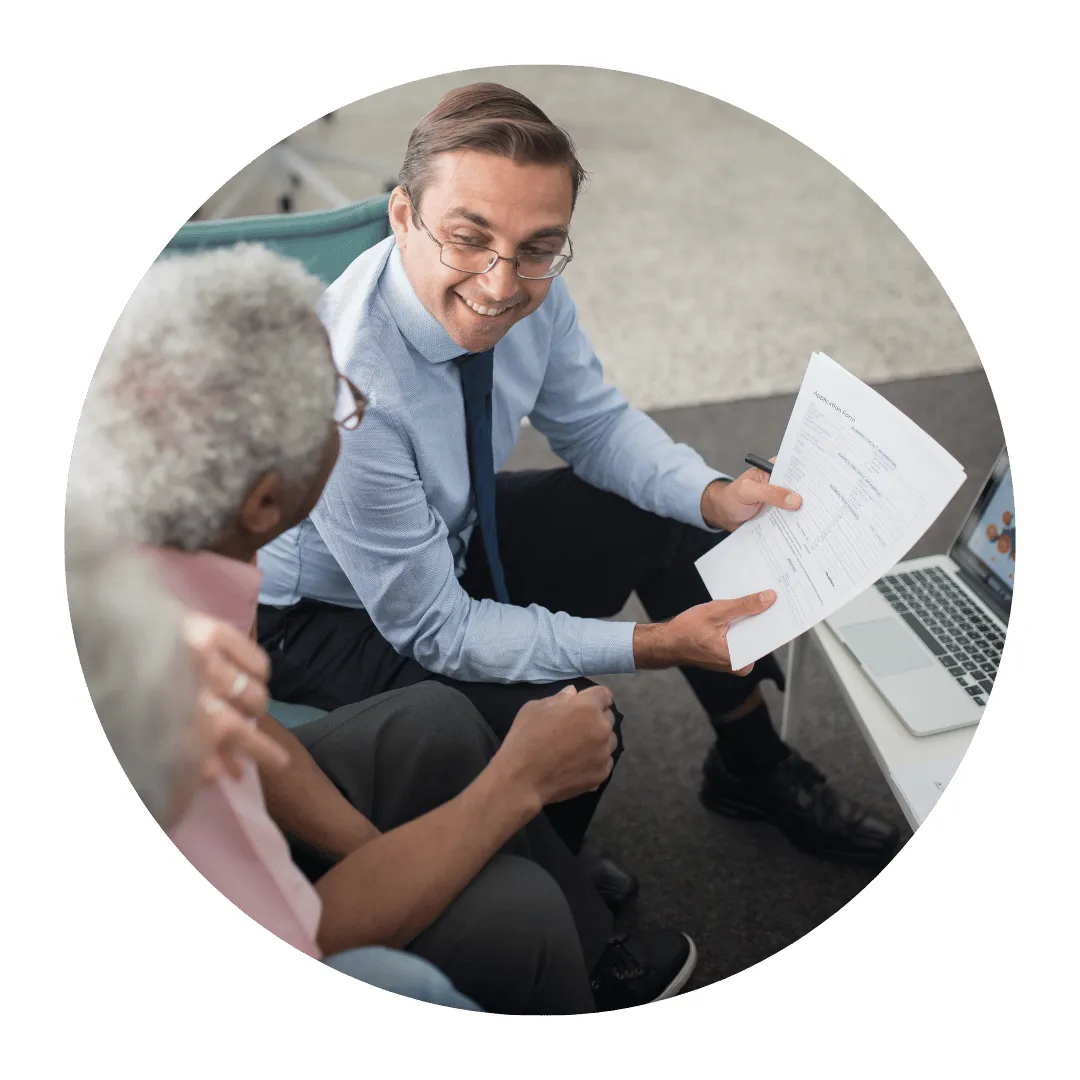 Salesperson talking to a customer