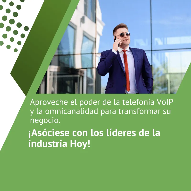 Banner con texto a la abajo y un hombre de negocios hablando por telefono arriba
